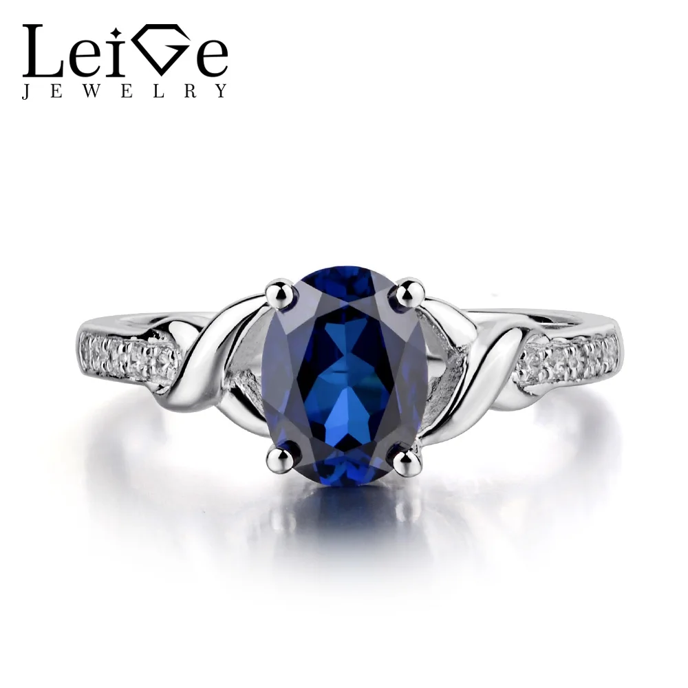 

Украшения leige овальной формы сапфир обручальное кольцо для женщин 925 стерлингового серебра кольца из синих драгоценных камней камень месяц...