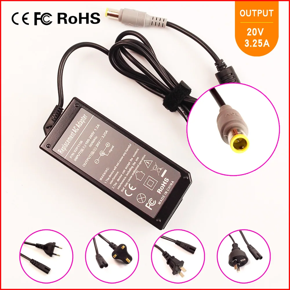 

20V 3.25A 65W Laptop Ac Adapter Charger for IBM / Lenovo / Thinkpad 93P5026 92P1154 92P1153 92P1155 92P1156 92P1157 92P1159