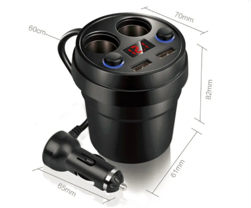 New Cup Car Charger Dual USB Cable Multifunction Cigarette Lighter Mobile Phone | Мобильные телефоны и аксессуары