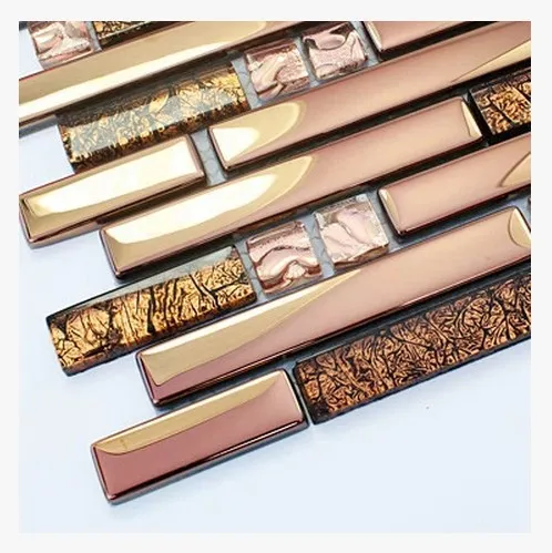 Розовый цвет нержавеющая сталь Смешанные гальваническим Стеклянные Плитки для