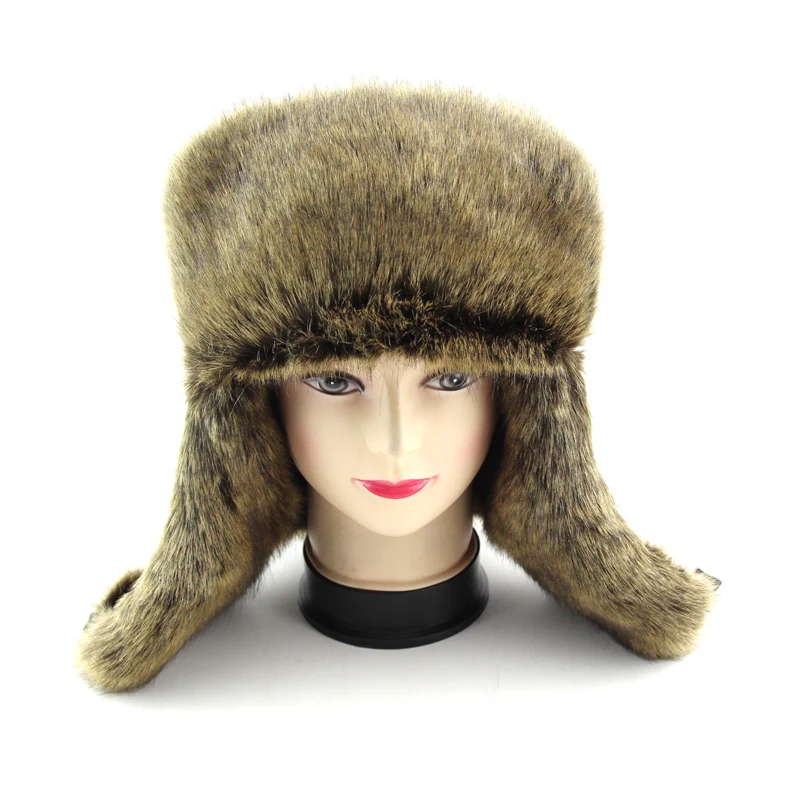 

BFDADI Ear Flaps Fashion 2021 Fake Fur Hats Men Winter Warm Lei Feng Cap for Russian Men Bomber Hat Men's Cap Big Size 61cm