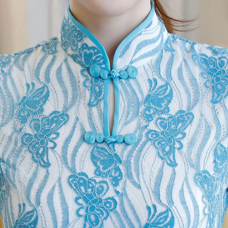 Короткое Стильное женское платье, s m ini Cheongsam, летнее китайское кружевное тонкое платье Qipao, Новое поступление, Vestidos, Размеры s m L XL XXL XXXL 27509A