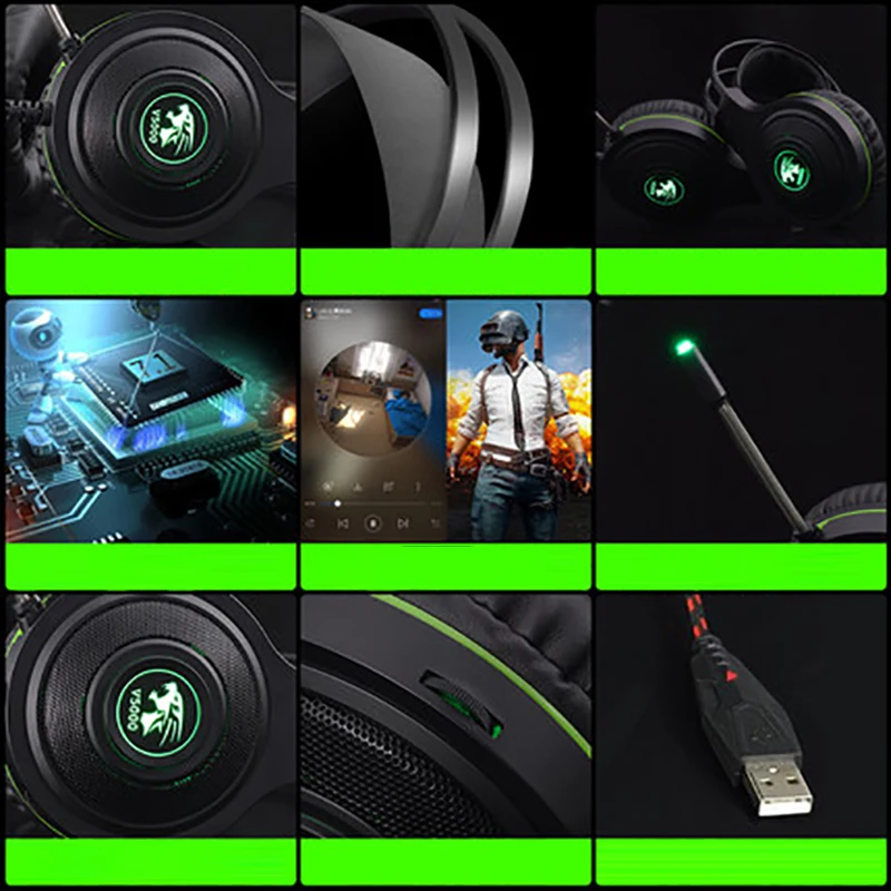 Earphones Gaming Headset gamer wired game Headphones luminous headphone with microphone LED For Computer PC | Электроника