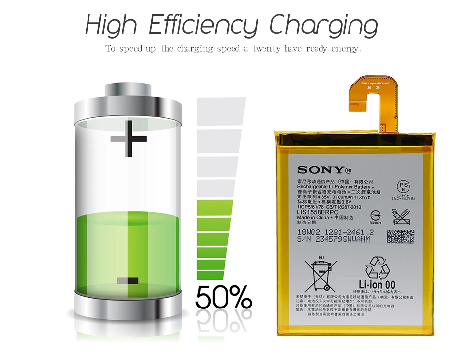 Sony LIS1558ERPC телефон Батарея 3100 мА-ч для sony Xperia Z3 L55T L55U D6653 D6603 D6633 D5803 D5833 D6616 D6708 Batteria