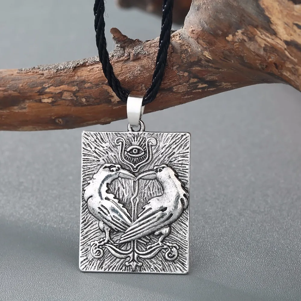 Kinitial Valknut ожерелье в стиле норвежских викингов Odin's Symbol Huginn Munin Animal Ravens