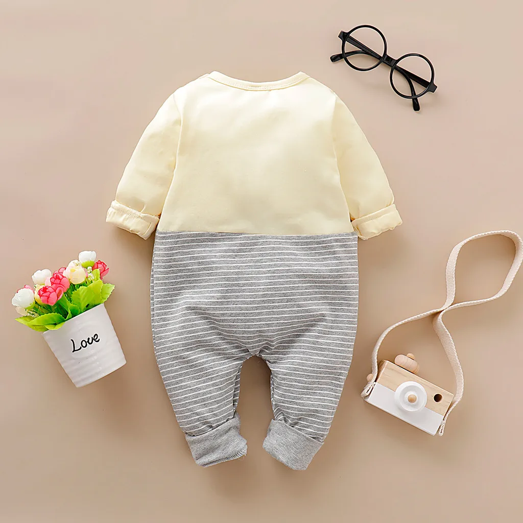 Детский комбинезон для девочек и мальчиков зимний в полоску с длинными рукавами