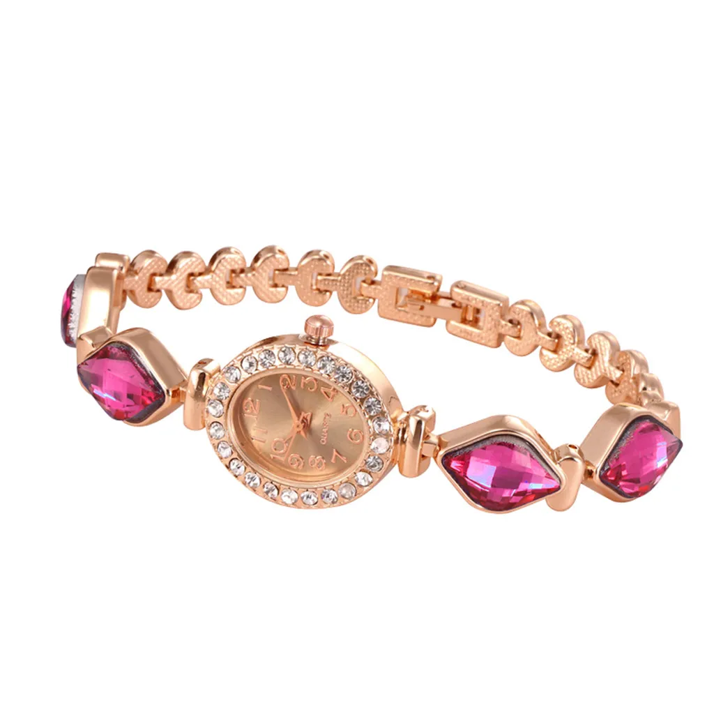 Hot Pink Montre Femme,, женские часы, Круглый, полностью бриллиантовый браслет, часы, аналоговые, кварцевые, с механизмом, наручные часы, Relogio Feminino - Цвет: Hot Pink