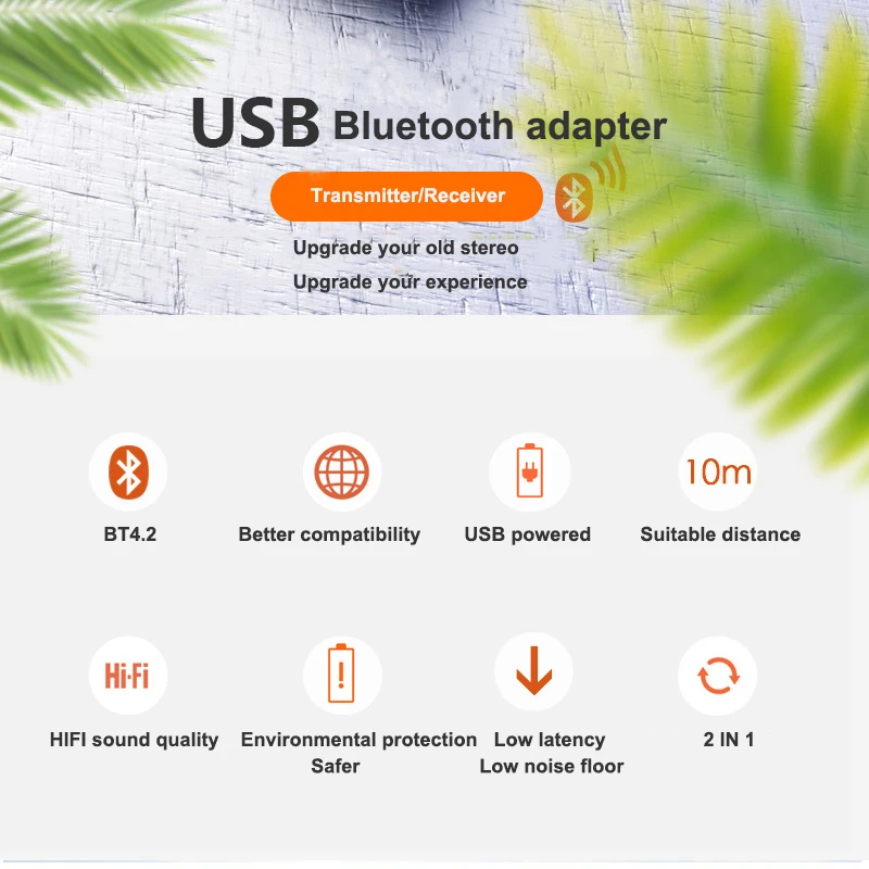 VAORLO Bluetooth адаптер 2 в 1 bluetooth приемник передатчик для ТВ ПК беспроводной стерео