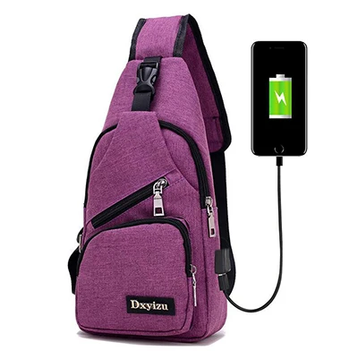 817 purple bag Дорожная сумка через плечо с USB зарядкой для мужчин, Повседневная многофункциональная водонепроницаемая сумка через плечо, женская короткая сумка для путешествий, горячая распродажа - Цвет: 817 purple bag