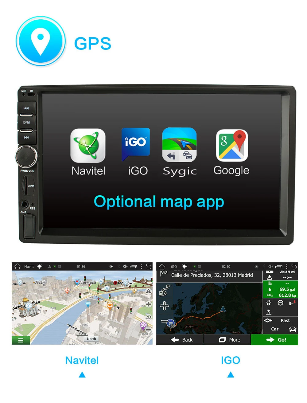7-дюймовый Android автомобильный Радио Стерео gps навигация Bluetooth USB SD 2 Din сенсорный автомобильный мультимедийный плеер аудио плеер авторадио