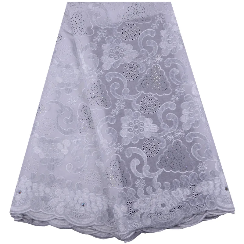 

Pure White Nigerian Lace Fabric 2019 High Quality African Cotton Lace Swiss Voile Laces In Switzerland For Wedding Dress S1480