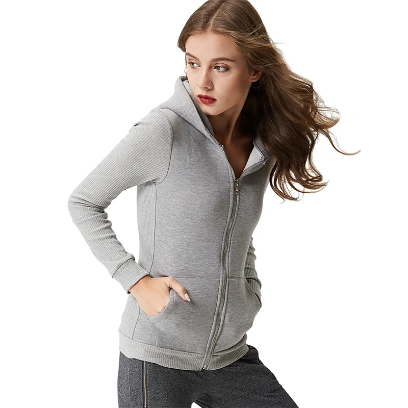 Женская толстовка с капюшоном однотонная трикотажная кофта длинным рукавом и