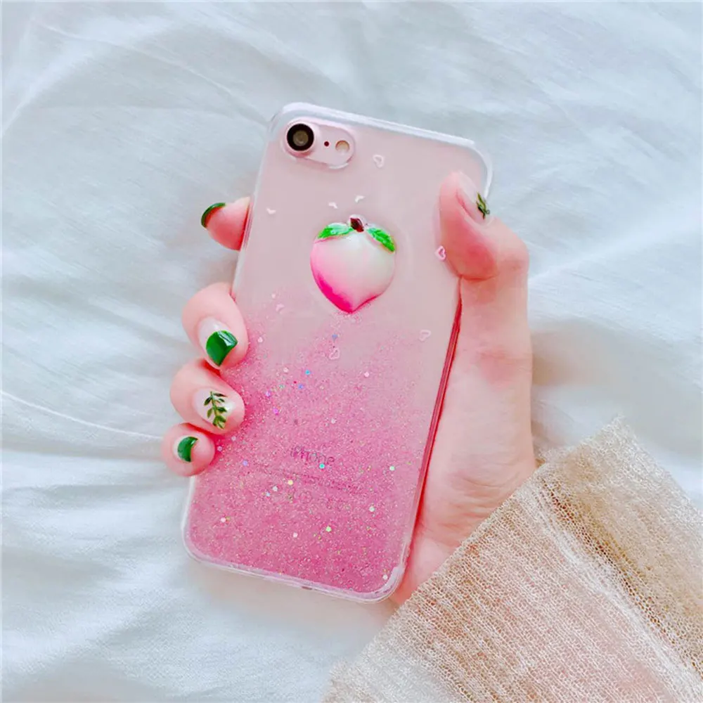 Zmdldzsw Милый Приятный Мода шинни блеск фрукты персик клубника мягкая прозрачная