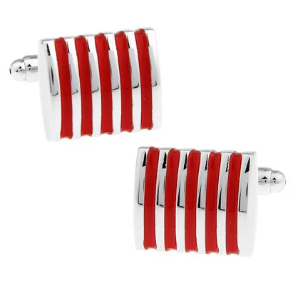 

C-MAN Luxury shirt Red stripes cufflink for mens Brand cuff buttons cuff links High Quality Silvery abotoaduras Jewelry