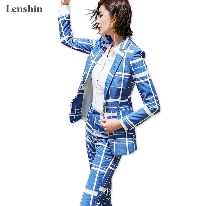 Lenshin комплект из 2 предметов гибкой ткани многоцветный официальный брючный