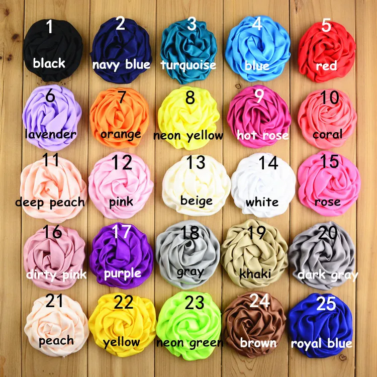 

20 pcs/lot , 3" inch Satin Rolled Rose Rosettes Applique DIY accessories