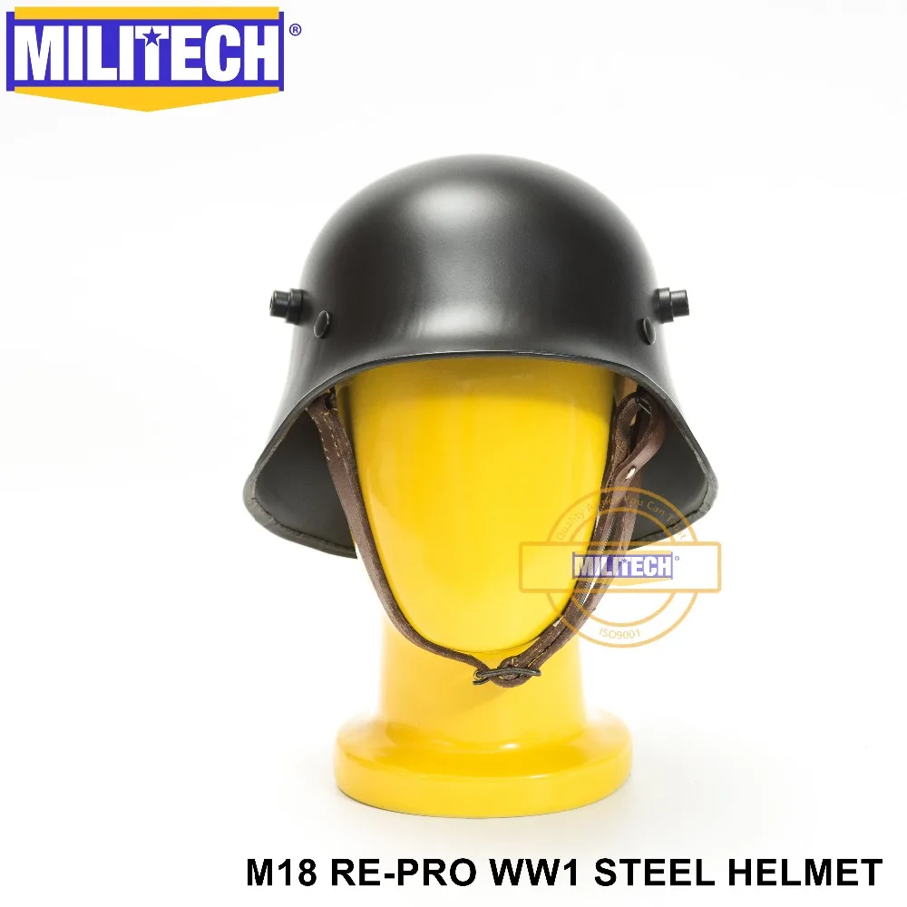 Черный Немецкий шлем MILITECH M18 World War One защитный Black немецкий Repro Great шлем|helmets for dirt
