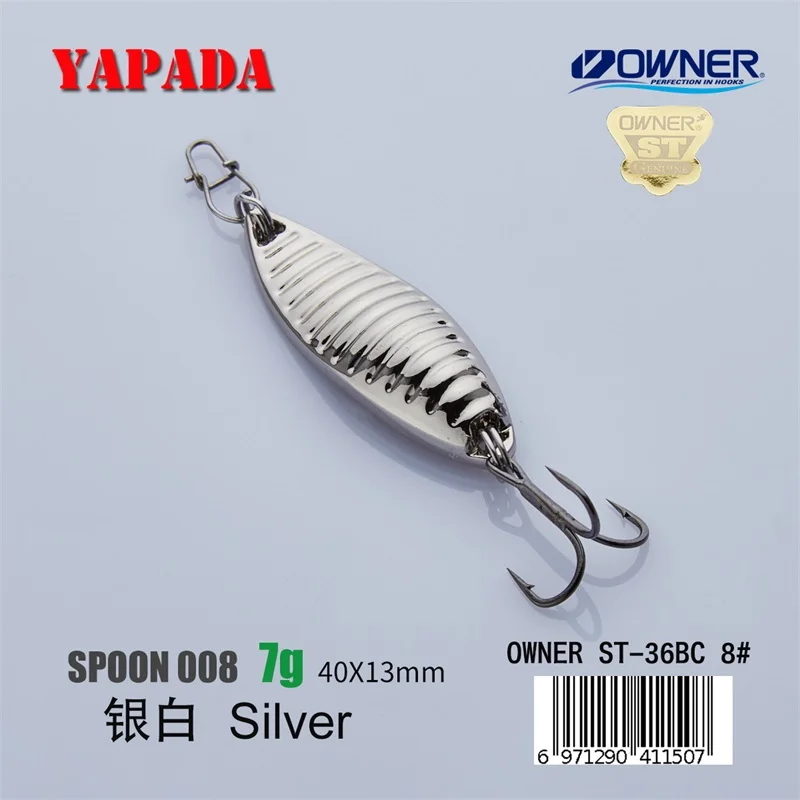 Silver 7g YAPADA ложка 008 Vermin 5 г/7 г владелец тройной крючок 37-40 мм многоцветный перо металлический цинковый сплав рыболовные приманки для окуня - Цвет: Silver 7g