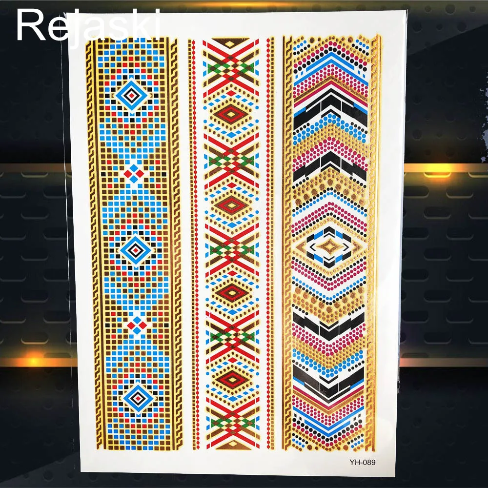 Серьги Henna Mandala золотые металлические наклейки для татуировок девушек рук цепей