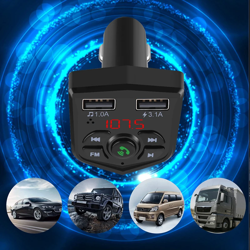 Onever 5 V/3.1A Bluetooth 5,0 FM передатчик автомобильный комплект громкой связи беспроводной Quick Charge Dual USB зарядное устройство MP3 плеер