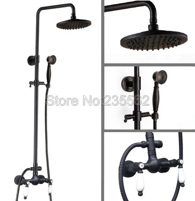 Бронзовый настенный смеситель для ванной комнаты с черным масляным покрытием и