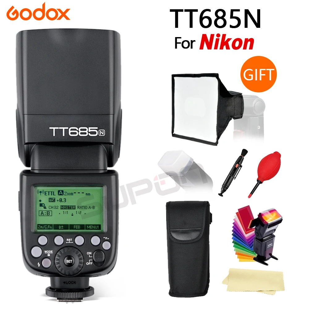 Godox TT685N 2 4G Беспроводной вспышка для фотокамер Speedlite HSS 1/8000s i-TTL GN60 Вспышка Nikon D800 D700