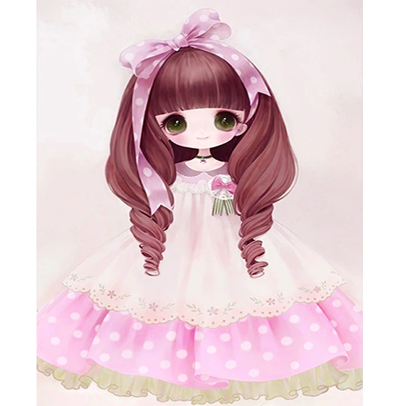 Декор для комнаты, выполненный вручную, в виде 5D мозаичной картины с полным изображением девочки в стиле "картун", набор для вышивки крестом с бриллиантами DIY.