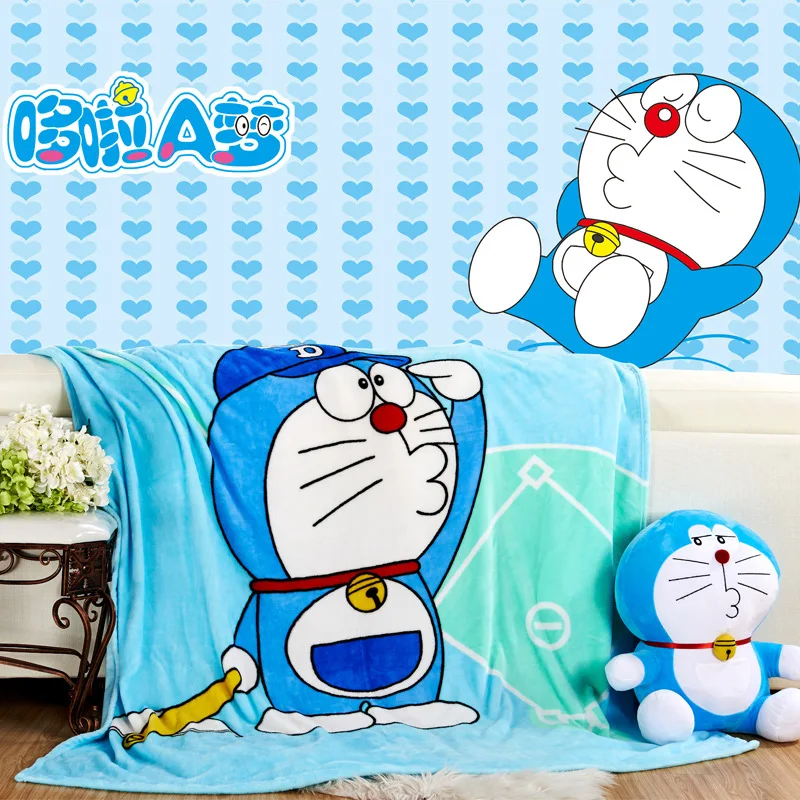 Голубое мягкое Фланелевое плюшевое одеяло Doraemon покрывало на
