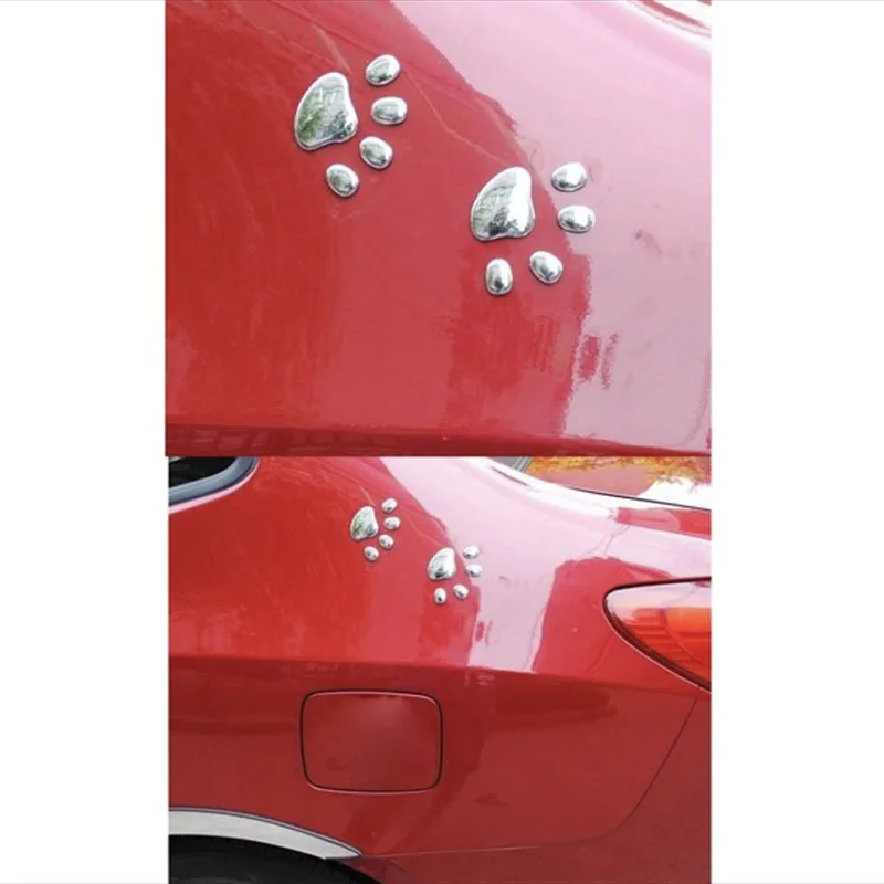 Car styling 2pcs cute 3D car window bumper bady decal sticker paw animal dog foot prints pattern funny stickers for ford | Автомобили и