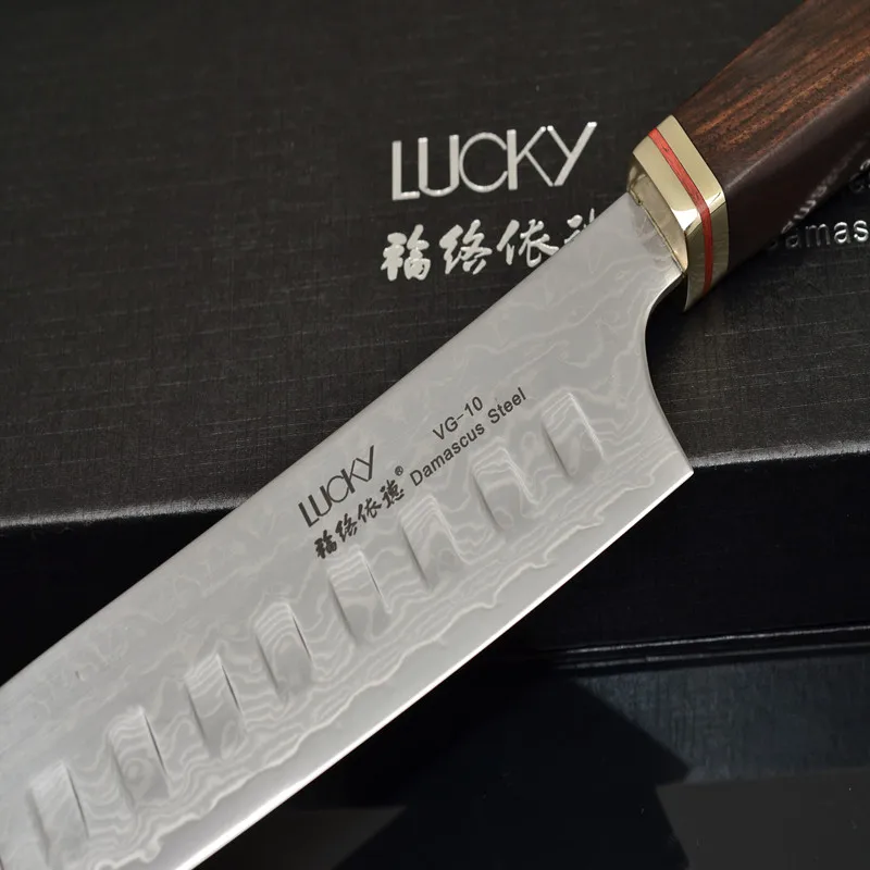 Кухонный нож Santoku шеф повара японский дамасский VG10 стальная бритва острое лезвие