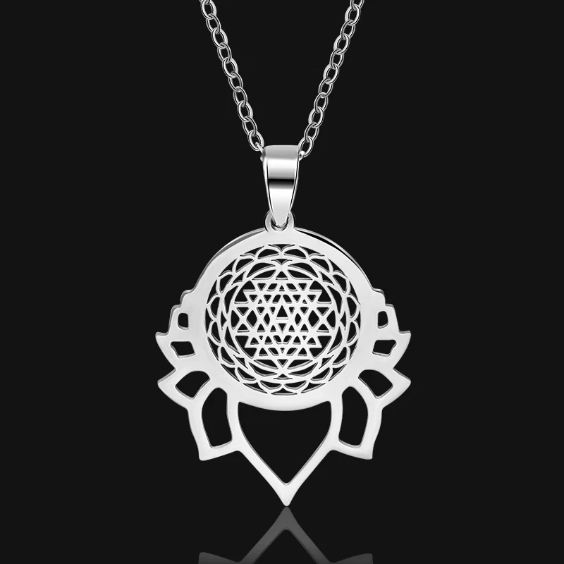 Подвески из нержавеющей стали Sri Yantra ожерелье с цепочкой 60 см для женщин |
