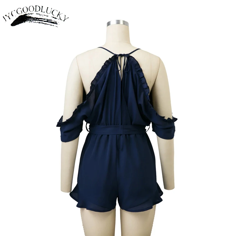 Женский комбинезон с вышивкой и шортами летний открытыми плечами Комбинезоны на