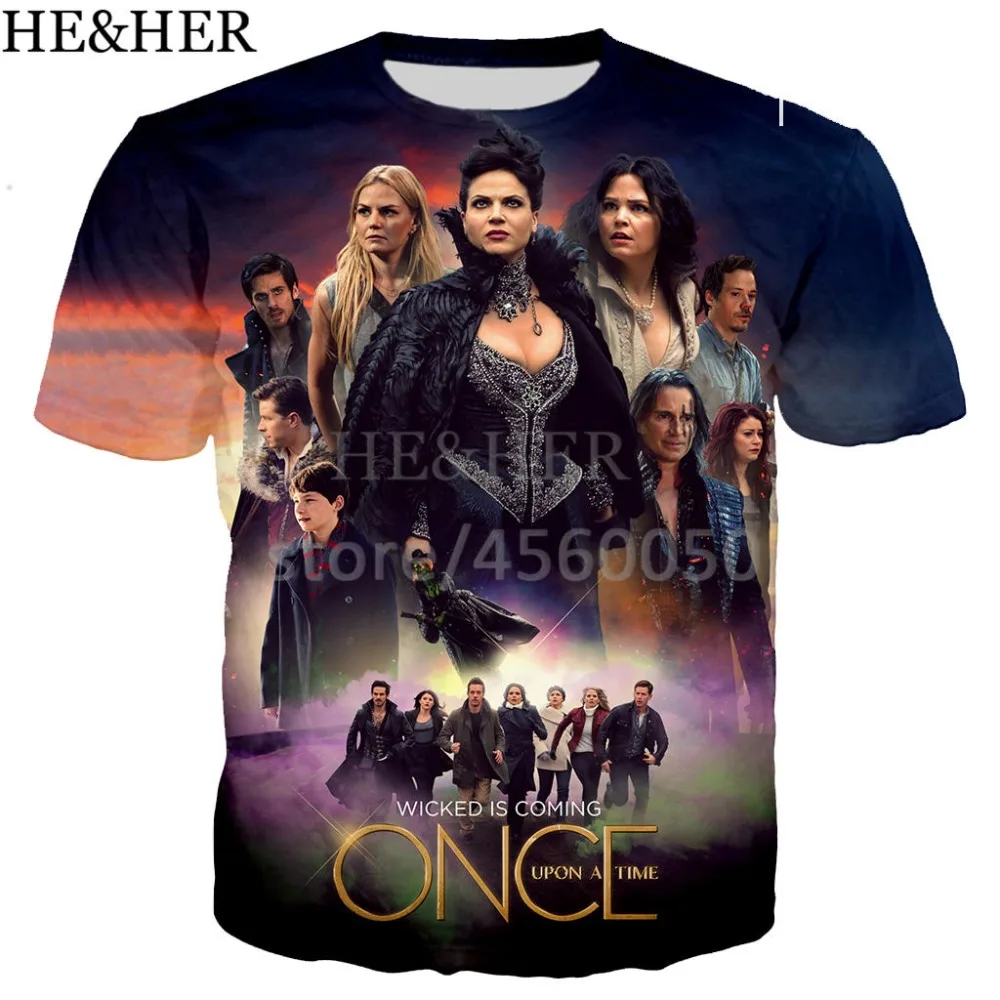 Новейшие мужские футболки с 3D принтом из фильма Once Upon A time, забавные модные летние футболки, крутая рубашка для мужчин и женщин, унисекс, повседневный Топ