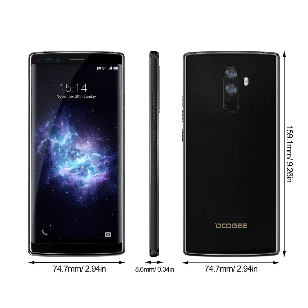 DOOGEE Mix 2 Android 7 1 4060 мАч Helio P25 Восьмиядерный 6 г + 64 смартфон 5 99 дюймов Full HD Дисплей 16 0 13