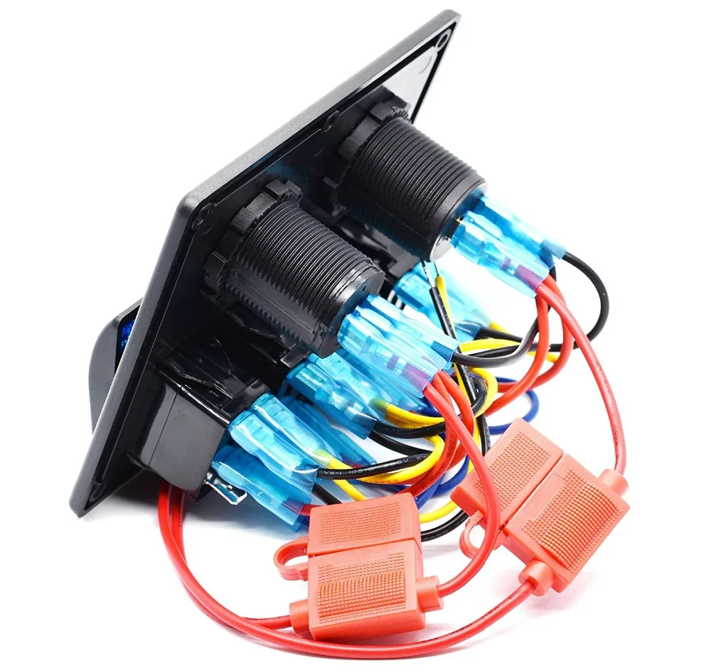 

Rocker Switch Panel with Dual USB Charger Socket & 12V Power Outlet for Car Marine Boat Rv Camper Trailer