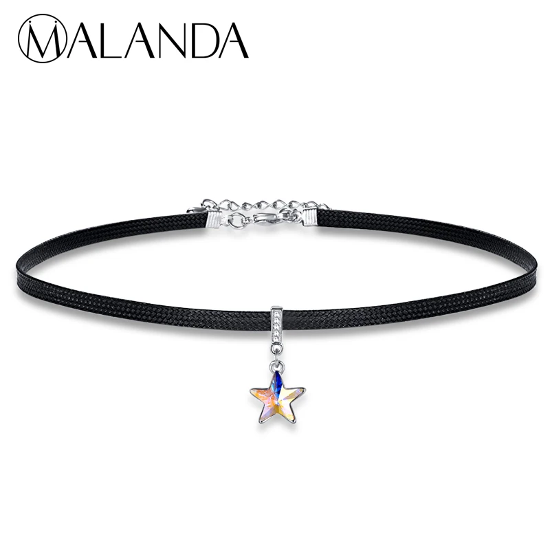 MALANDA в форме звезды кристаллы от Swarovski Чокеры ожерелья для женщин Веревка