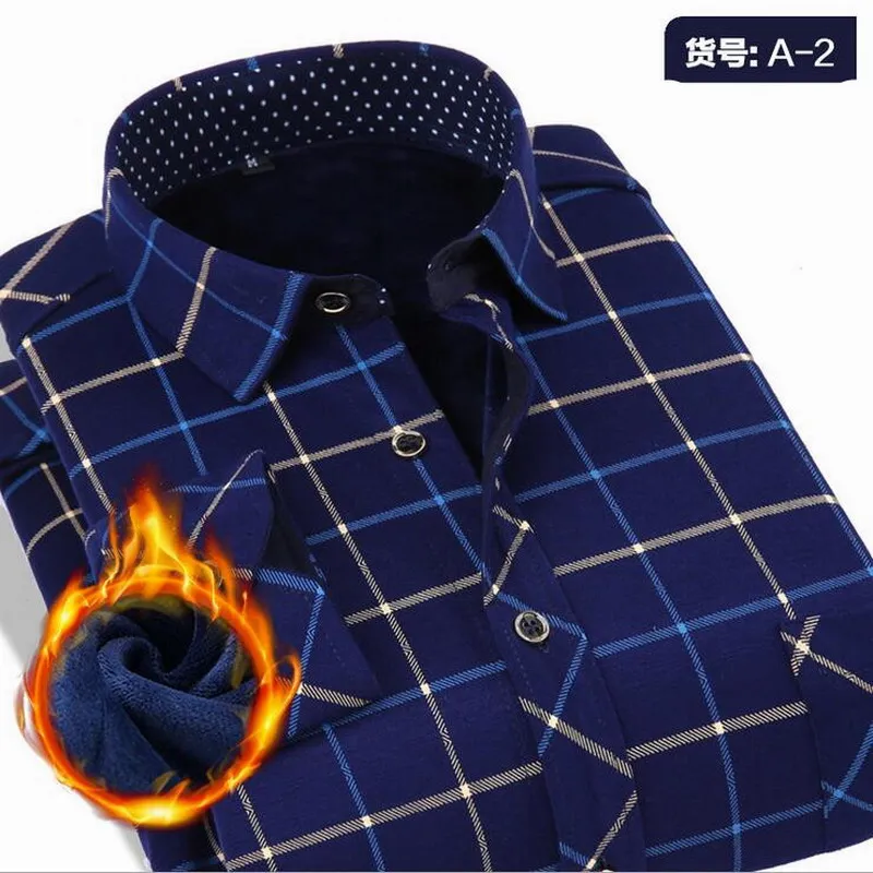 Повседневная Мужская Рубашка Новый Бренд Плед зима теплая одежда Тонкий