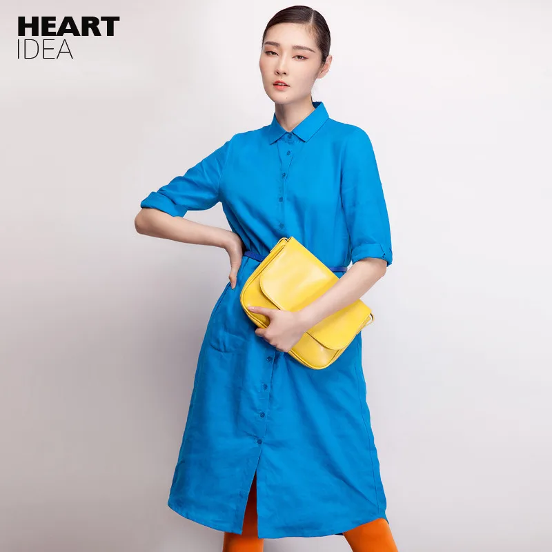 Женское платье рубашка lynette's chinoisery однотонное льняное большого размера с