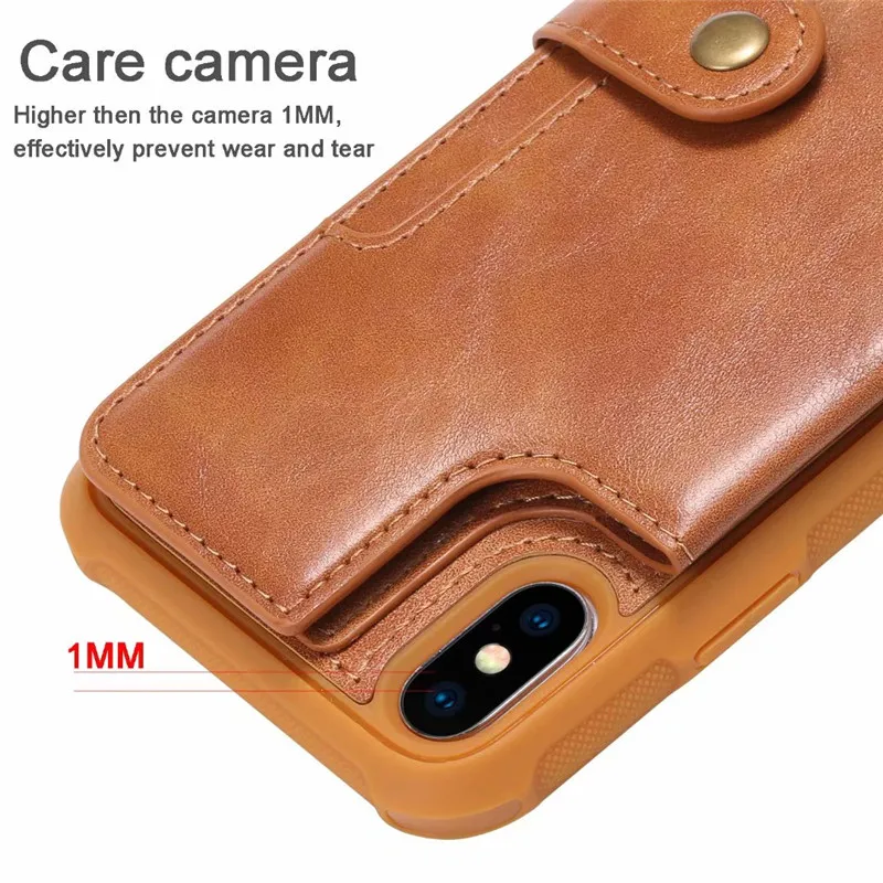 Hand Strap with Retro PU Leather Case For iPhone X 6 6s 7 8 Plus Multi Card Holders Cover Shells |