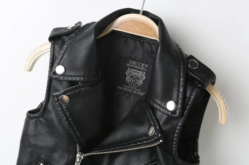 Брендовый детский жилет из искусственной кожи улучшенный модный на молнии для