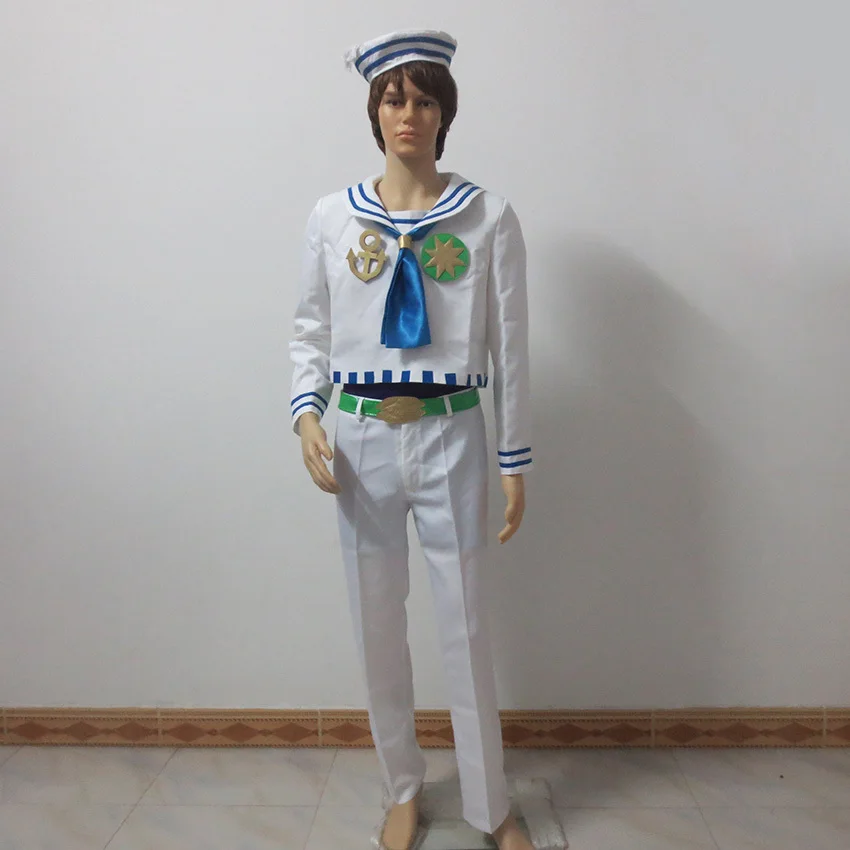 JoJo's Необычные Приключения Josuke Higashikata Косплей Костюм Хэллоуин униформа наряд Топ+ брюки+ шляпа на заказ