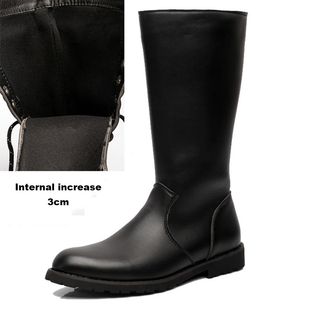 3cm inside increase HEROBIKER/мотоботы; Hombre; модные ботинки для мотокросса из искусственной кожи; мотоциклетная обувь; Botas; обувь для верховой езды - Цвет: 3cm inside increase