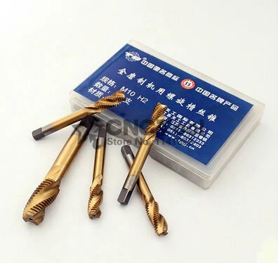 Новые 5 шт. M10/M10* 1/M12/M12*1/M14/M14*1,5 с желтым покрытием высокоскоростные стальные машинные краны спиральный паз машинный кран, спиральный резьбовой кран