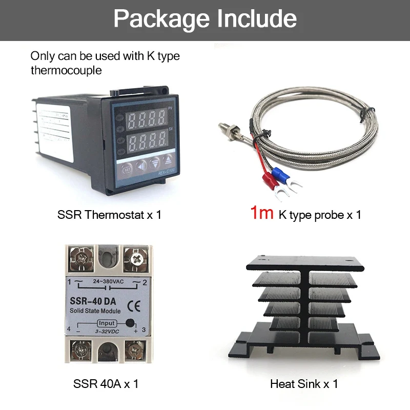 SET 8 Двойной термостат PID Регулятор SSR выход цифровой PID регулятор температуры REX-C100 0-400C Термопара K SSR 40A SSR-40A - Цвет: SET 8