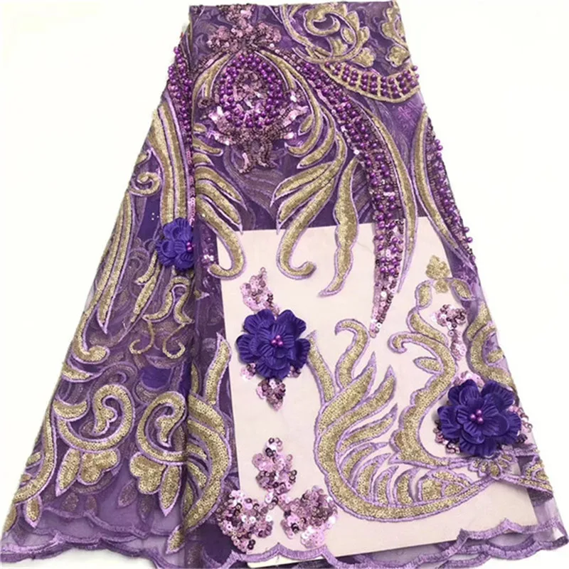 Новый дизайн французская кружевная ткань в нигерийском стиле 3d цветы вышитый