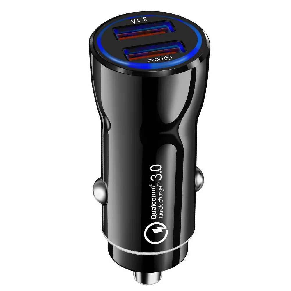 black Олаф Быстрая зарядка 3,0 USB Автомобильное зарядное устройство 3.1A металлическое автомобильное зарядное устройство для мобильного телефона автомобильное USB зарядное устройство автоматическая зарядка 2 порта для samsung huawei - Тип штекера: black