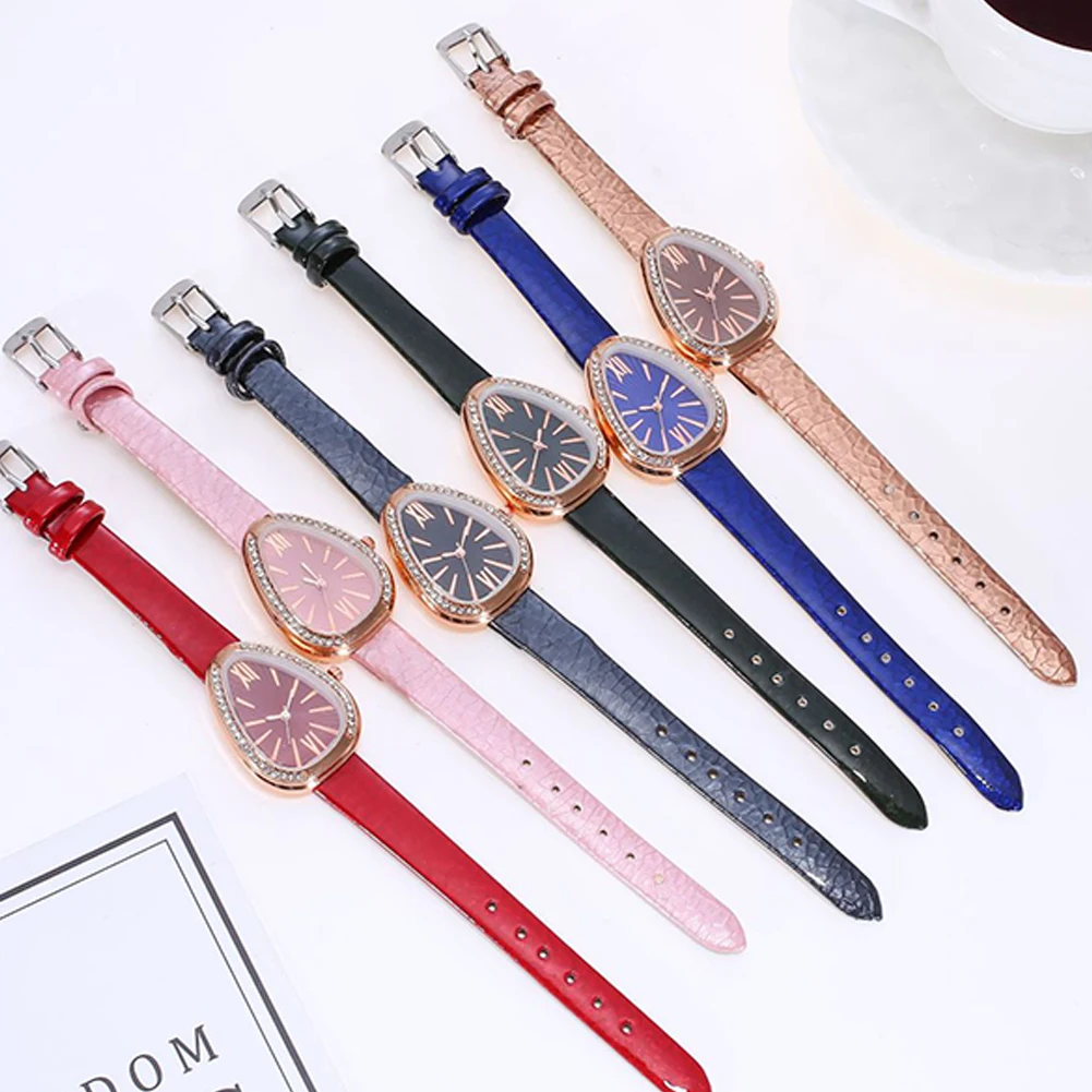 Модные женские туфли циркония треугольники циферблат змея ремешок с узором