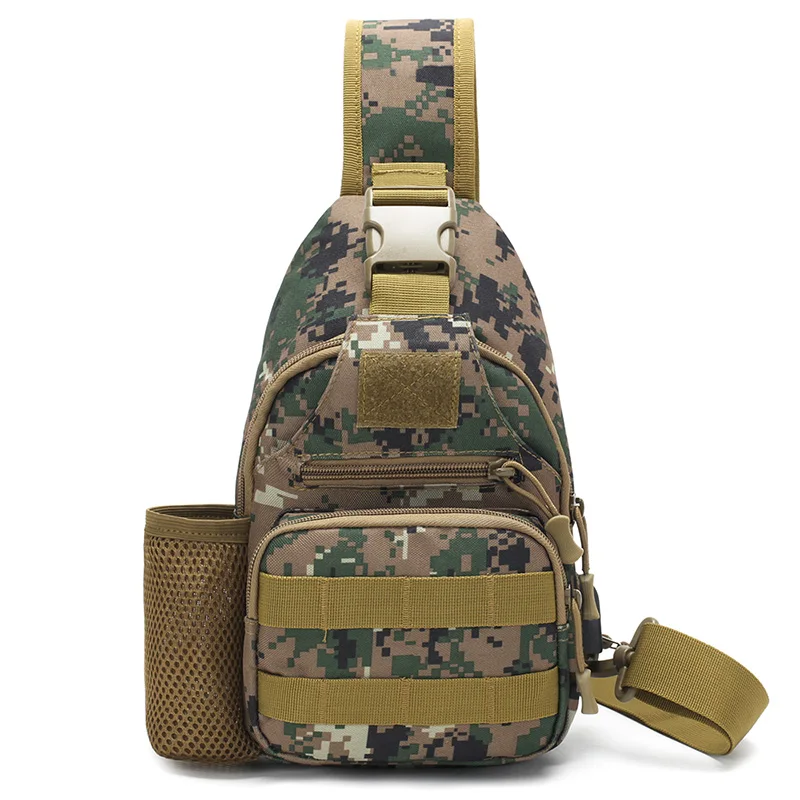 High Quality Camouflage Waterproof Nylon Durable Men Women Crossbody Sling Travel School Chest Shoulder Bag with bottle Holder |