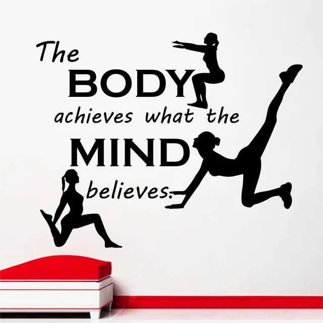 

Fitness The Body Achieves What Sport Decals Gym Mural Removable Vinyl Wall Sticker Sport Centre Yoga Bedroom Home Decoration