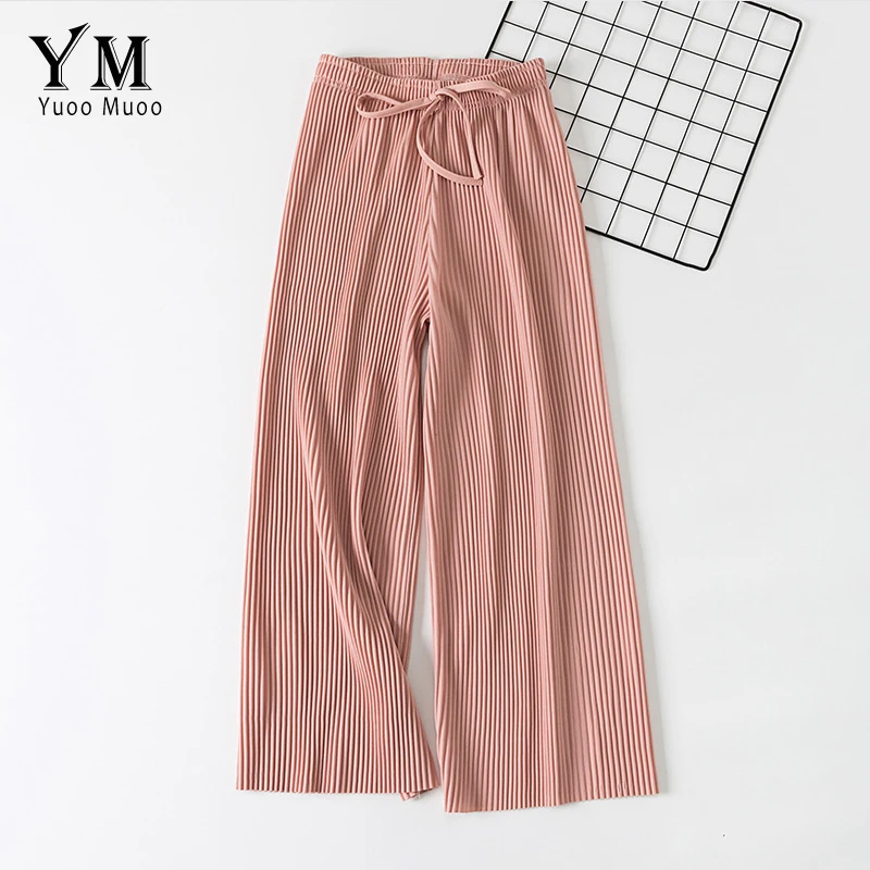 YuooMuoo высокое качество 2019 летние брюки женские свободные широкие с высокой талией